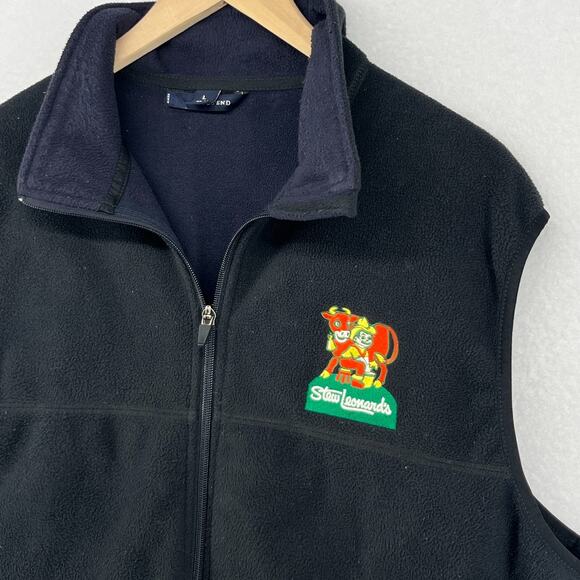 STEW LEONARDS Vest Mens L 42-44 LANDS END Fleece Employee Dairy Grocery Black - Picture 7 of 15